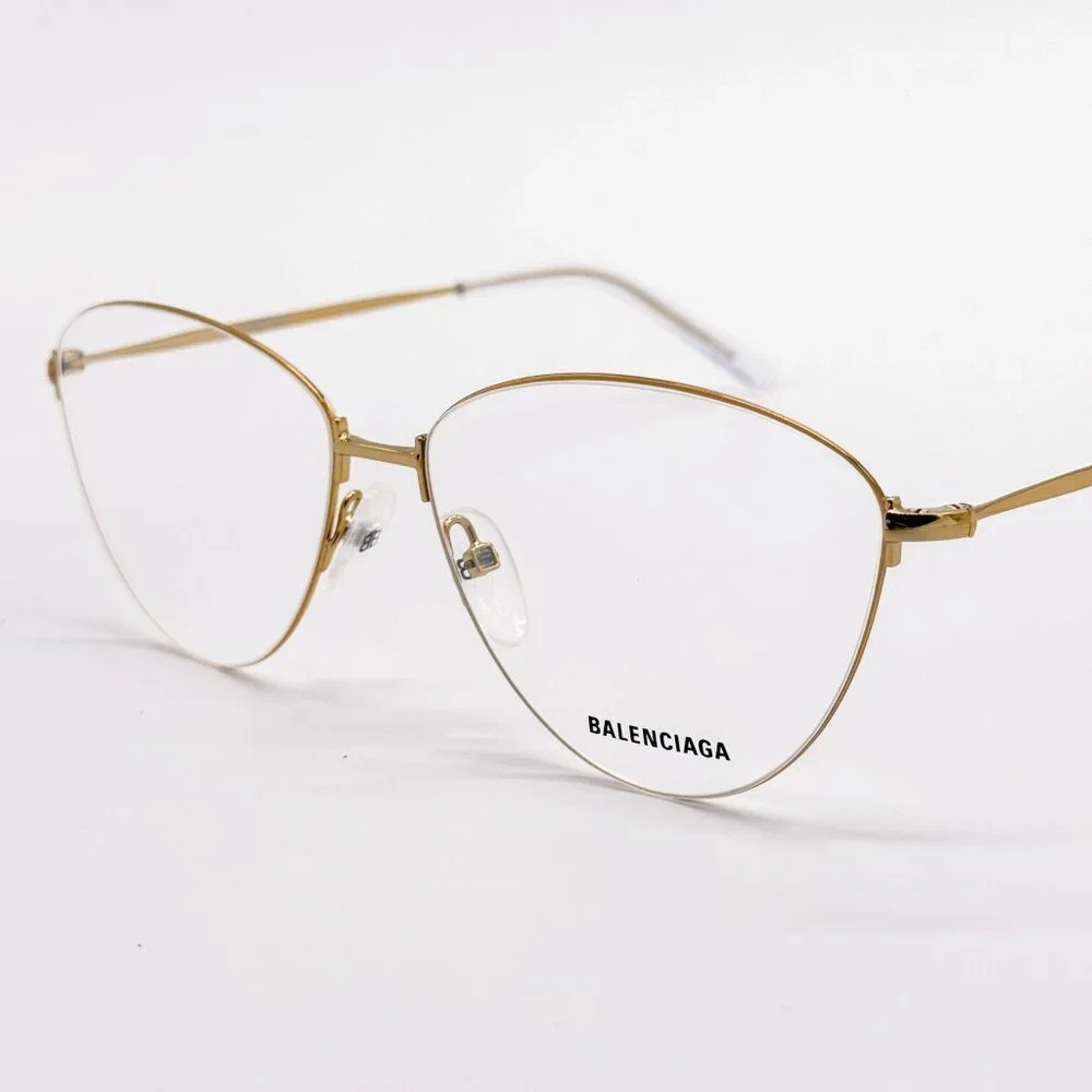 NEW BALENCIAGA EYEGLASSES BB0034O 003 CAT EYE GOLD WOMEN EYEWEAR BALENCIAGA